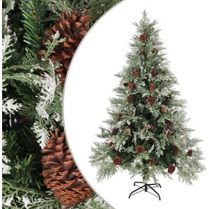 vidaXL Kerstboom met dennenappels 120 cm PVC en PE groen en wit