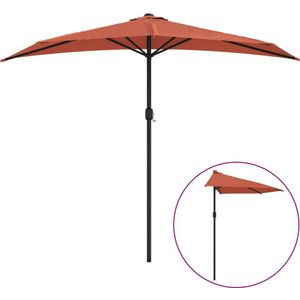 vidaXL Balkonparasol half met aluminium paal 270x144x222 cm terracotta