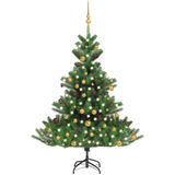 vidaXL Kunstkerstboom Nordmann met LED's en kerstballen 120 cm groen