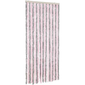 vidaXL-Vliegengordijn-100x230-cm-chenille-zilvergrijs-en-roze