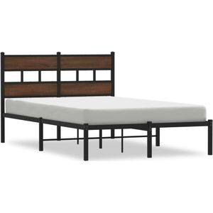 vidaXL Bedframe met hoofdbord zonder matras bruin eiken 120x190 cm