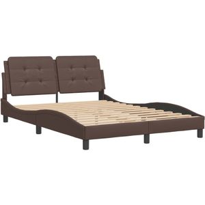 vidaXL Bedframe met hoofdbord kunstleer bruin 120x200 cm