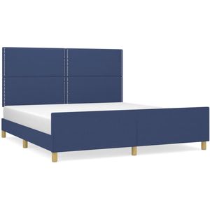 vidaXL Bedframe zonder matras stof blauw 180x200 cm