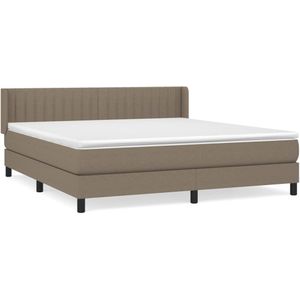 vidaXL Boxspring met matras stof taupe 160x200 cm