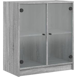 vidaXL Bijzetkast met glazen deuren 68x37x75,5 cm grijs sonoma eiken