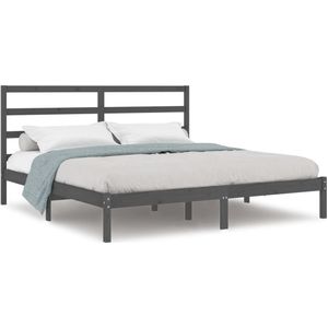 VidaXL Bedframe Massief Hout Grijs 180x200 cm 6FT Super King