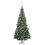 vidaXL Kunstkerstboom met verlichting en kerstballen L 240 cm groen