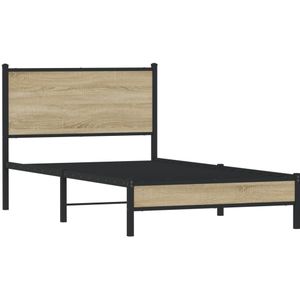 vidaXL Bedframe zonder matras metaal sonoma eikenkleurig 107x203 cm