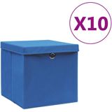 vidaXL Opbergboxen met deksel 4 st 28x28x28 cm blauw