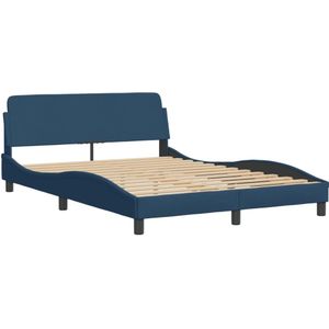 vidaXL Bedframe met hoofdbord stof blauw 120x200 cm