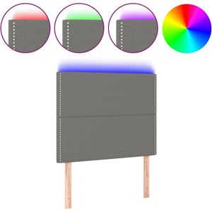vidaXL Hoofdbord LED 100x5x118/128 cm stof donkergrijs