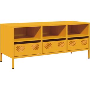 vidaXL - Tv-meubel - 101,5x39x43,5 - cm - koudgewalst - staal - mosterdgeel