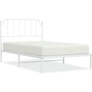 vidaXL Bedframe met hoofdbord metaal wit 107x203 cm