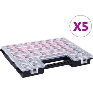 vidaXL Assortimentsdozen 5 st met verdelers 385x283x50 mm kunststof