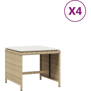 vidaXL Tuinkrukken 4 st met kussens 41x41x36 cm poly rattan beige