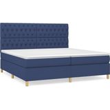 vidaXL Boxspring met matras stof blauw 200x200 cm