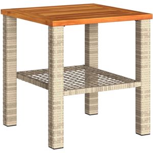 vidaXL Tuintafel 40x40x42 cm poly rattan en acaciahout beige