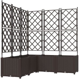 vidaXL Tuinplanner met Trellis - 5 stuks - Bruin - 120x120x143 cm