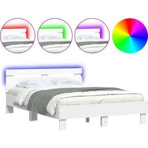 vidaXL Bedframe met hoofdeinde en LED wit 120x190 cm