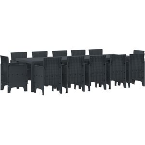 vidaXL Tuin Eettafel Set 13 pcs Antraciet Groot Kunststof