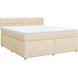 vidaXL Boxspring met matras stof crèmekleurig 180x200 cm