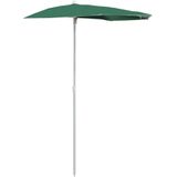 vidaXL Parasol half met paal 180x90 cm groen