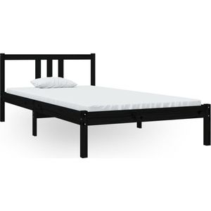 vidaXL Bedframe massief hout zwart 100x200 cm