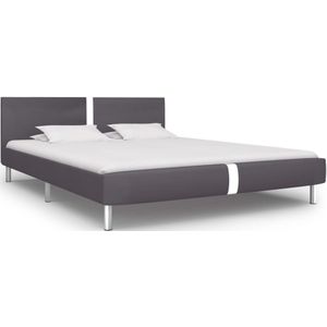 vidaXL Bedframe zonder matras 150x200 cm kunstleer grijs