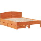 vidaXL Bedframe zonder matras massief grenenhout wasbruin 120x190 cm