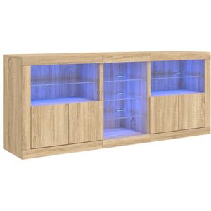 vidaXL Dressoir met LED-verlichting 162x37x67 cm sonoma eikenkleurig