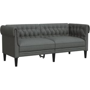 vidaXL Tweezitsbank Chesterfield-stijl stof donkergrijs