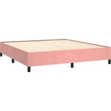 vidaXL Boxspring met matras fluweel roze 180x200 cm