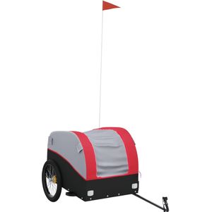 vidaXL Fietstrailer 45 kg ijzer zwart en rood