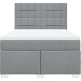 vidaXL Boxspring met matras stof lichtgrijs 140x200 cm