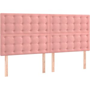 vidaXL Hoofdborden 4 st 90x5x78/88 cm fluweel roze
