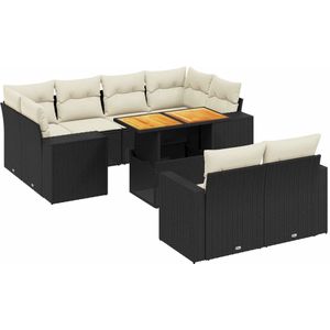 vidaXL 11-delige Loungeset met kussens poly rattan zwart