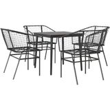 vidaXL 5-delige Tuinset poly rattan glas zwart