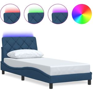 vidaXL Bedframe met LED zonder matras 80x200 cm stof blauw