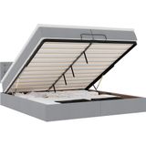 vidaXL Ottoman bed met matrassen en LED's 200x200cm stof lichtgrijs