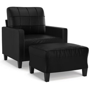 vidaXL Fauteuil met voetenbank 60 cm kunstleer zwart