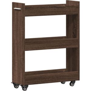 vidaXL - Kast - met - wieltjesx22x79 - bewerkt - hout - bruin - eikenkleurig