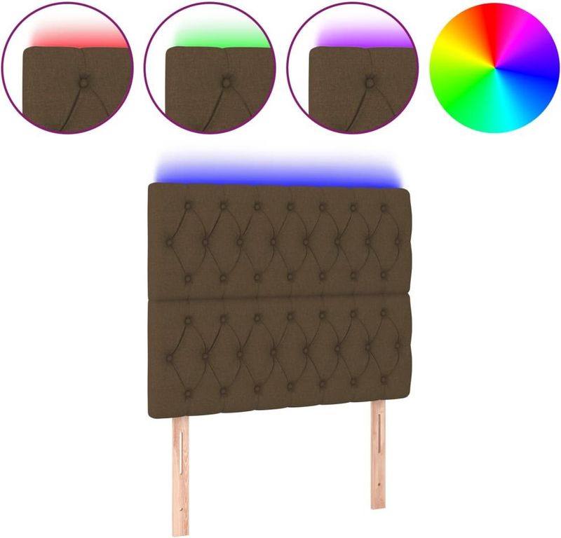 vidaXL Hoofdbord LED 90x7x118/128 cm stof donkerbruin