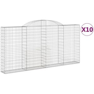 vidaXL Schanskorven 10 st gewelfd 300x30x140/160 cm ijzer