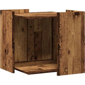 vidaXL Kattenbakkast 53x53x51 cm bewerkt hout oud houtkleurig