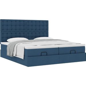 vidaXL Ottoman bed met matrassen 180x200cm stof blauw