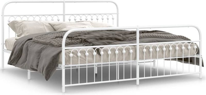 vidaXL Bedframe met hoofd- en voeteneinde metaal wit 200x200 cm