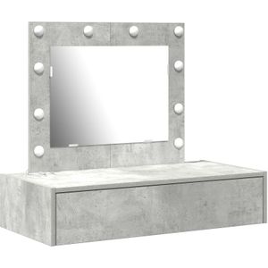 vidaXL Wandplank Make-uptafel met LED-verlichting in Betonnen Grijs