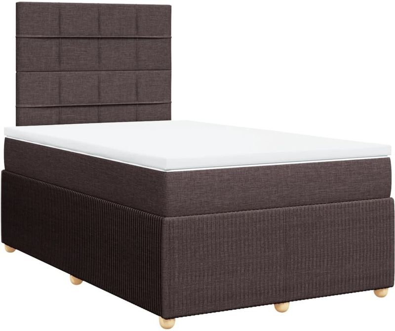 vidaXL Boxspring met matras stof donkerbruin 120x200 cm