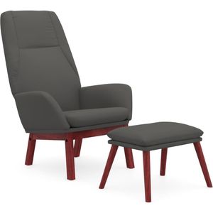 vidaXL Relaxstoel met voetenbank stof donkergrijs