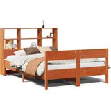 vidaXL Bed met boekenkast zonder matras grenenhout wasbruin 140x190 cm